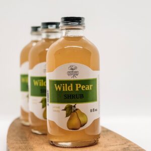 finger lakes harvest wild pear shrub, sourced locally in the Finger Lakes, NY